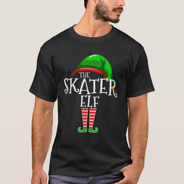 Skater Elf Group Matching Family Christmas Gift Sk T-Shirt (Front)