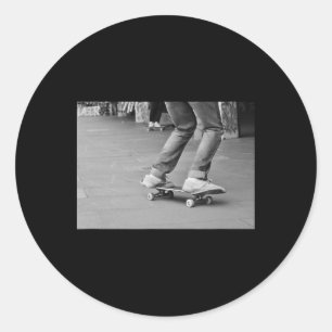 Skater Friends – Grunge Black And White Teen Skate Classic Round Sticker