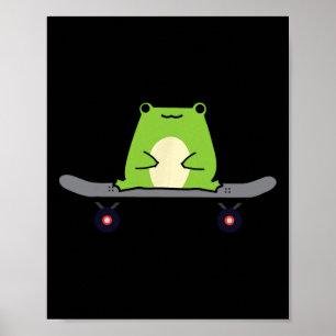 Skater Frog Tadpole Amphibian Skateboarding Skateb Poster