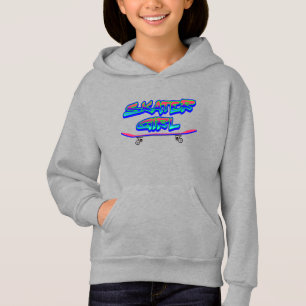 Skater Girl Blue Pink Graffiti Glow Skateboard 