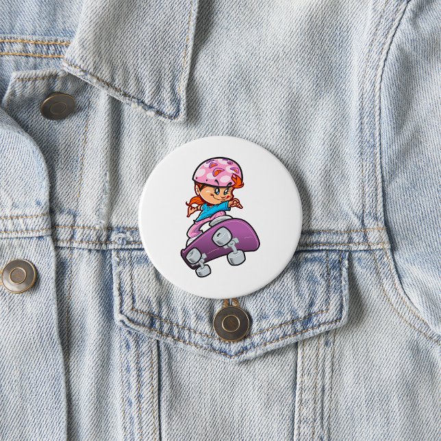 Skater Girl Fun Pink Helmet Skateboard 7.5 Cm Round Badge (Creator Uploaded)