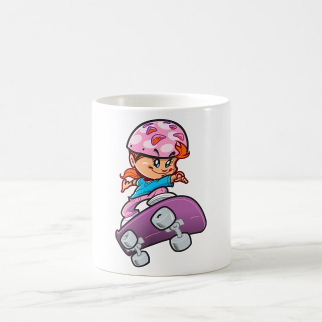 Skater Girl Fun Pink Helmet Skateboard Coffee Mug (Creator Uploaded)