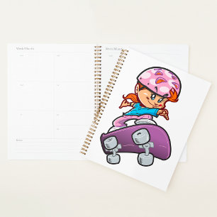Skater Girl Fun Pink Helmet Skateboard Planner