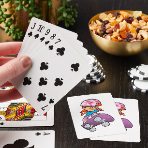 Skater Girl Fun Pink Helmet Skateboard Playing Cards