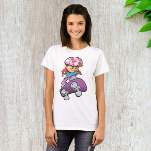 Skater Girl Fun Pink Helmet Skateboard T-Shirt