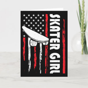 Skater Girl Funny Skating Skateboarding Dude Vinta Card