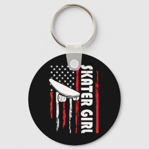 Skater Girl Funny Skating Skateboarding Dude Vinta Key Ring