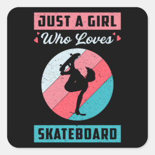 Skater Girl Girls Sk8 Skateboard Retro Gift Idea Square Sticker