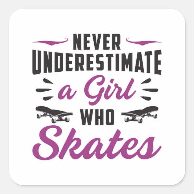 Skater Girl Girls Skating Skateboard Funny Gift Square Sticker (Front)