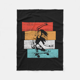Skater Girl Motif For Teenage Girls Skateboarding Fleece Blanket