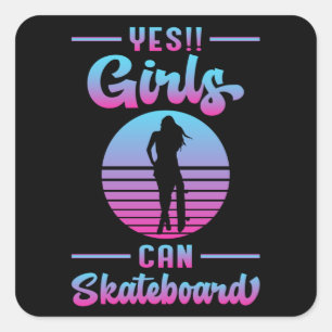 Skater Girl Sk8 Girls Skateboard Skating Gift Idea Square Sticker