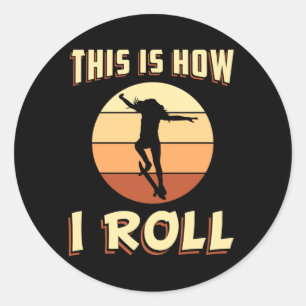 Skater Girl Sk8 Skateboard Skating Retro Gift Idea Classic Round Sticker
