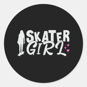 Skater Girl Sk8 Skateboard Skating Skate Gift Idea Classic Round Sticker