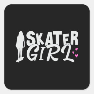 Skater Girl Sk8 Skateboard Skating Skate Gift Idea Square Sticker