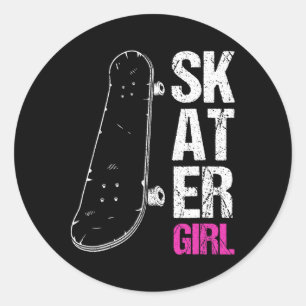 Skater Girl Skateboard Sk8r Girls Skate Cool Skate Classic Round Sticker