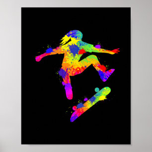 Skater Girl Skateboard Skateboarder Girls Poster