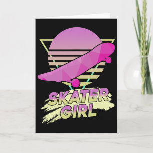 Skater Girl Skateboarder Funny 80s Retro Skateboar Card