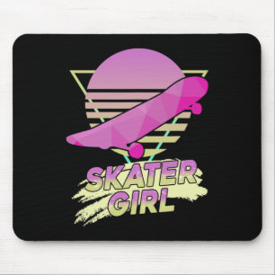 Skater Girl Skateboarder Funny 80s Retro Skateboar Mouse Pad
