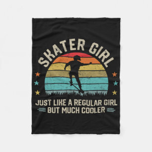 Skater Girl Skateboarder Skateboard Skateboarding Fleece Blanket