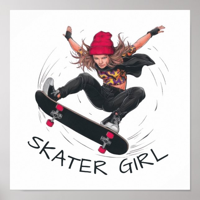 Skater Girl Skateboarding Poster (Front)