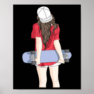 Skater Girl Skaters Having Fun Skateboarding Gift Poster