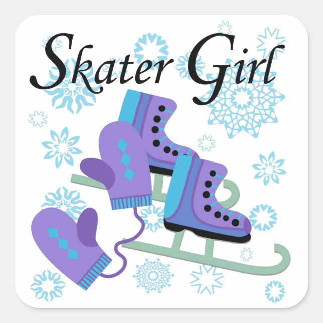 Skater Girl Square Sticker (Front)