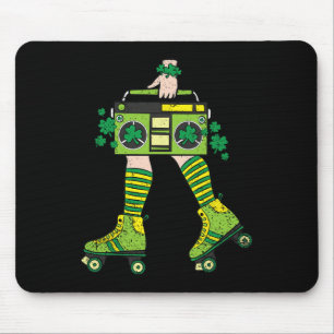 Skater Girl St Patricks Day Roller Skate Shamrock Mouse Pad