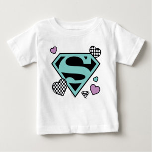 Skater Girl Supergirl Hearts S-Shield Baby T-Shirt