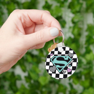 Skater Girl Supergirl Hearts S-Shield Key Ring