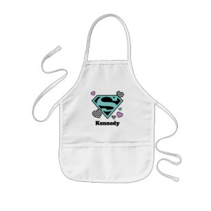 Skater Girl Supergirl Hearts S-Shield Kids Apron