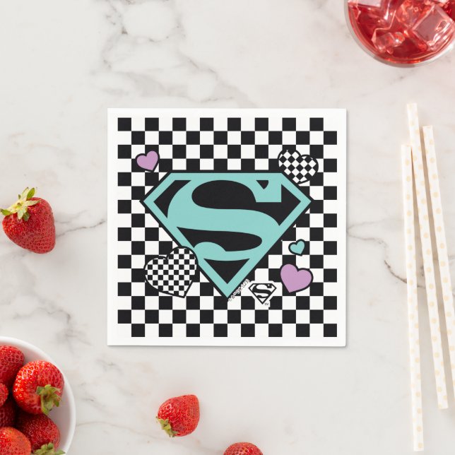 Skater Girl Supergirl Hearts S-Shield Napkin (Insitu)