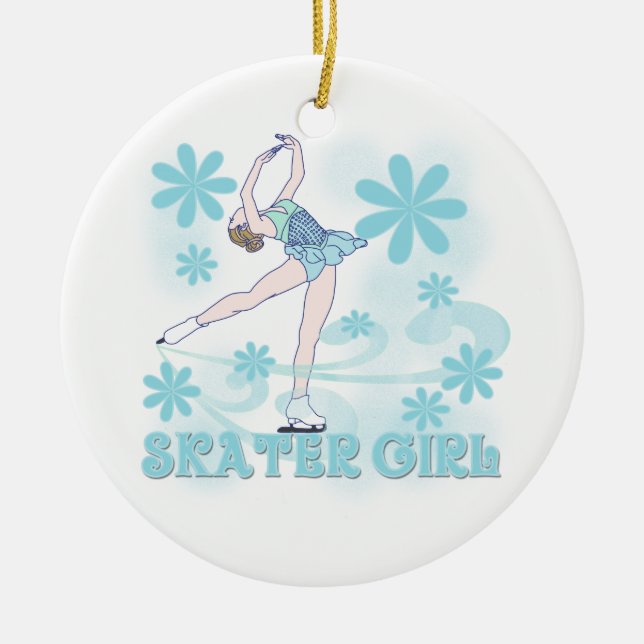Skater Girl Tshirts and Gifts Ceramic Tree Decoration (Front)