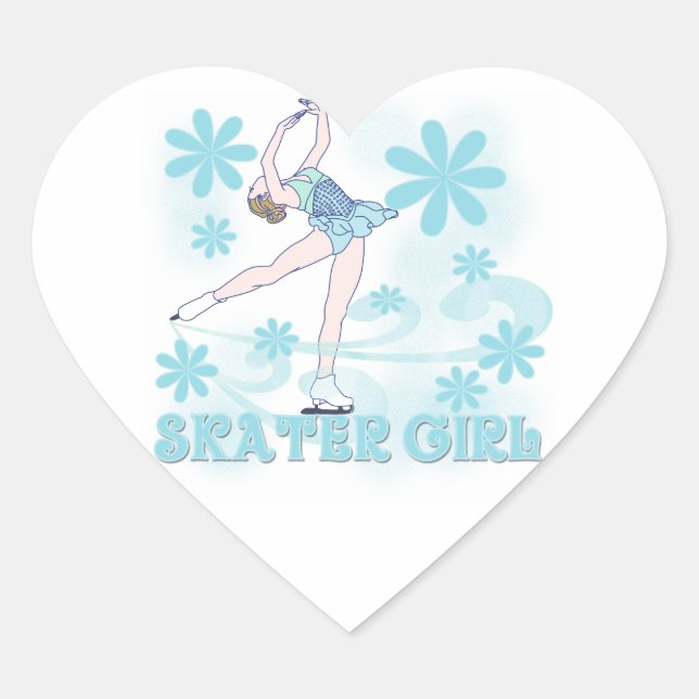 Skater Girl Tshirts and Gifts Heart Sticker (Front)