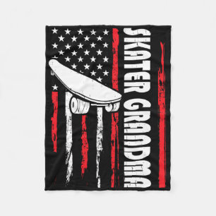 Skater Grandma Funny Skating Skateboarding Dude Us Fleece Blanket
