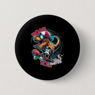 Skater Guitar T-rex Roar Roll Dinosaur For Boys Me 6 Cm Round Badge