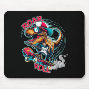 Skater Guitar T-rex Roar Roll Dinosaur For Boys Me Mouse Pad
