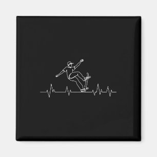 Skater Heartbeat Skateboard Stunt Gift Children Te Magnet