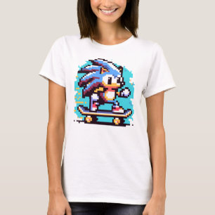 Skater Hedgehog Fast & Fun Pixel Art Skateboarding T-Shirt