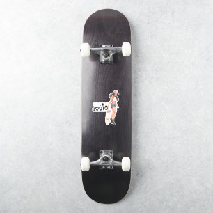 Skater Illustration Monogram Skateboard Sticker