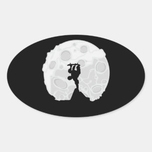 Skater Moon Oval Sticker