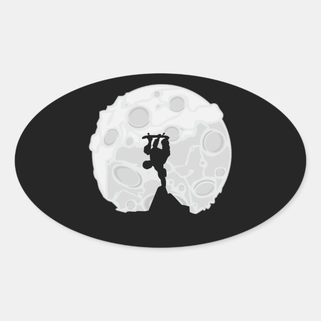 Skater Moon Oval Sticker (Front)