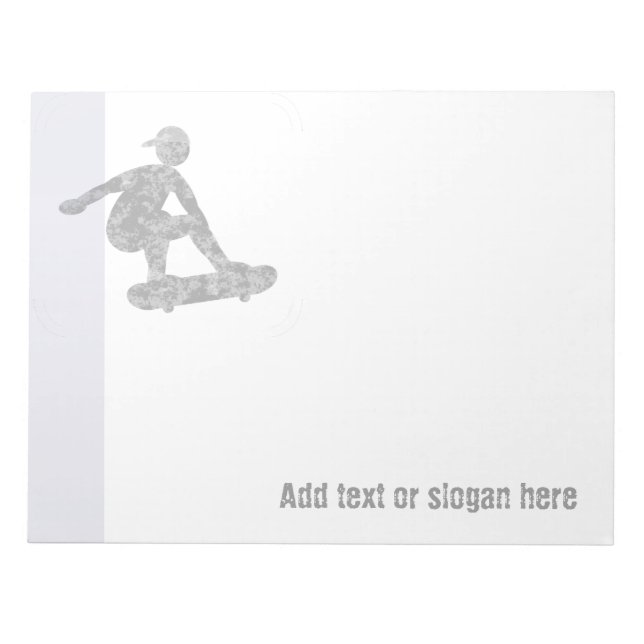 Skater on Skateboard Logo and Slogan Notepad (Front)