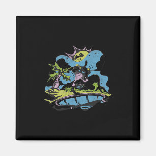 Skater Panther Under A Funky Sun - Retro Cartoon S Magnet