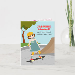 Skater Park Fun Girl Birthday Party Invitation