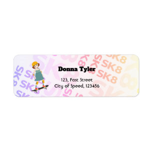 Skater Park Fun Girl Birthday Party Return Address Label