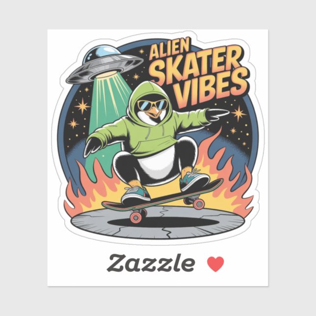 Skater Penguin UFO Alien Abduction (Sheet)
