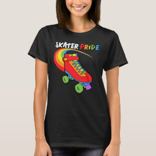 Skater Pride Rainbow Cartoon Roller Skate T-Shirt