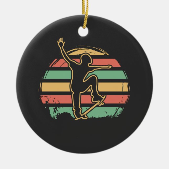Skater Retro Ceramic Ornament (Front)