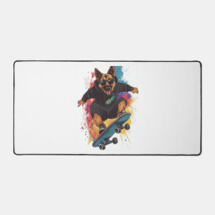 Skater Shepherd � Cool Skateboard Dog Desk Mat