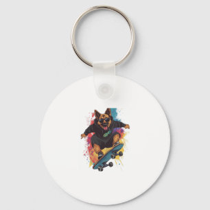 Skater Shepherd � Cool Skateboard Dog Key Ring
